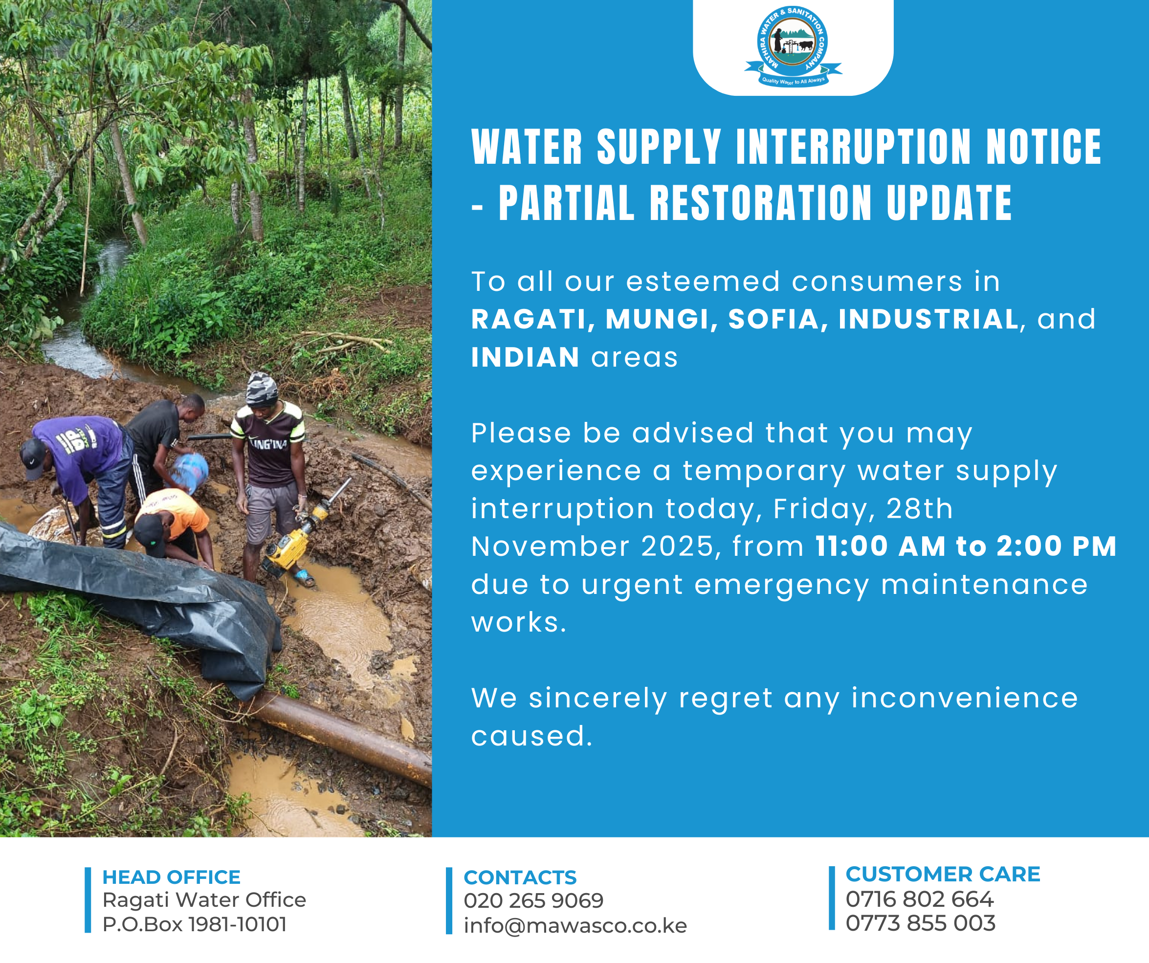 WATER SUPPLY INTERRUPTION NOTICE - PARTIAL RESTORATION UPDATE (1)