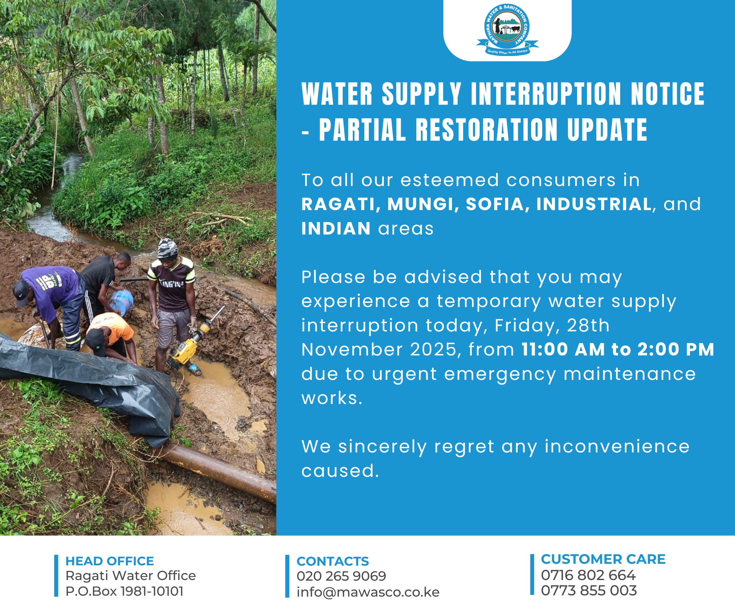 WATER SUPPLY INTERRUPTION NOTICE - PARTIAL RESTORATION UPDATE (1)